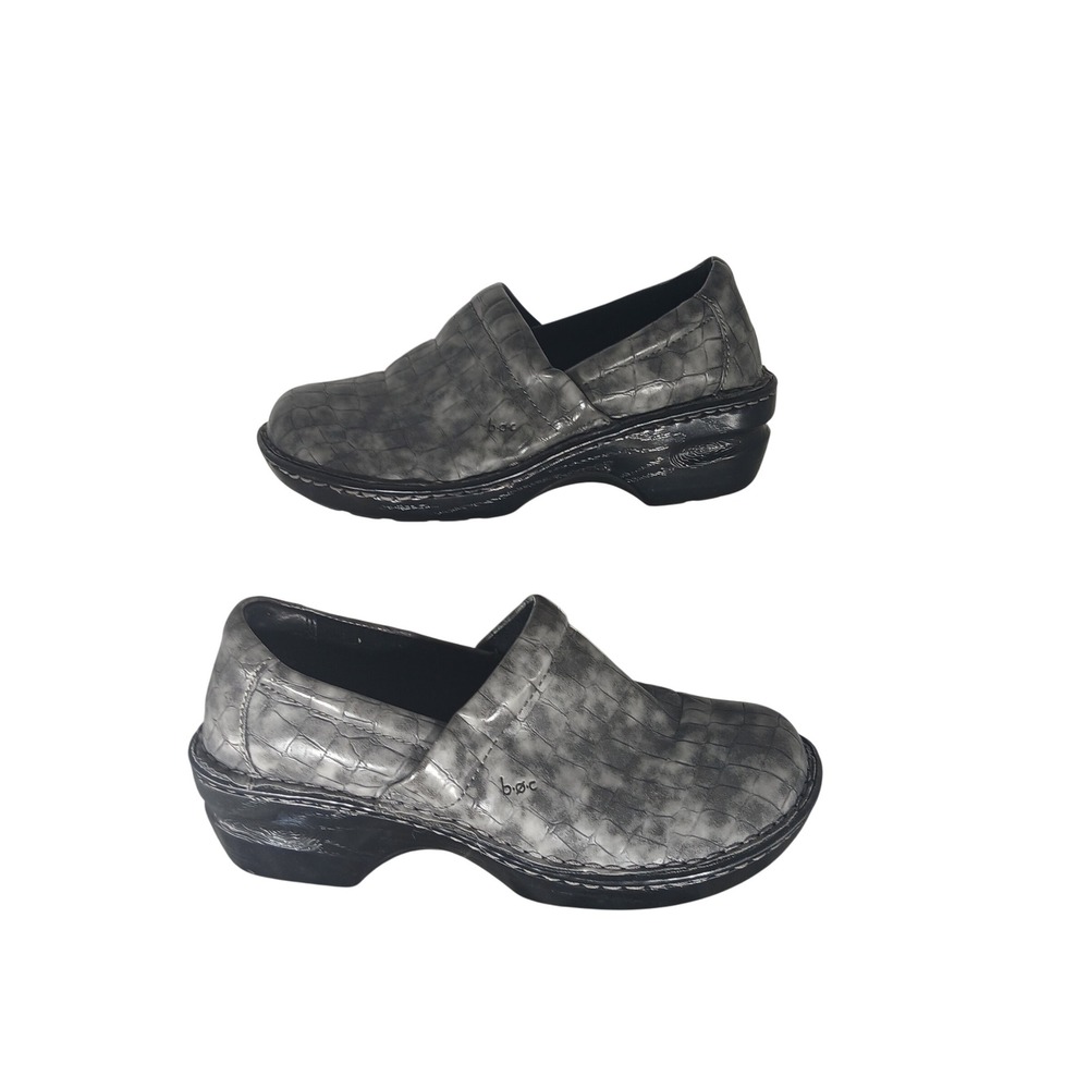 b.o.c. Born Concept Clogs 9 Grey Croc Embossed Slip On Work Shoes C00098